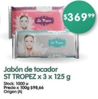 Supermercados Buenos Días Jabón de tocador ST TROPEZ x 3 x 125 g oferta