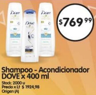 Supermercados Buenos Días Shampoo - Acondicionador DOVE'x 400 ml oferta