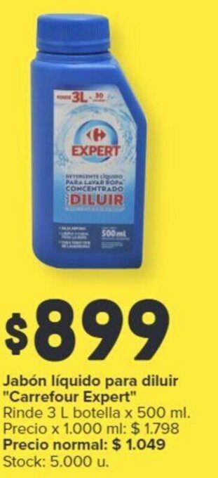 Carrefour Jabón líquido para diluir "Carrefour Expert" Rinde 3 L botella x 500 ml. oferta