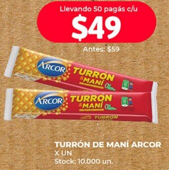 Supermercados Tadicor TURRÓN DE MANÍ ARCOR X UN oferta