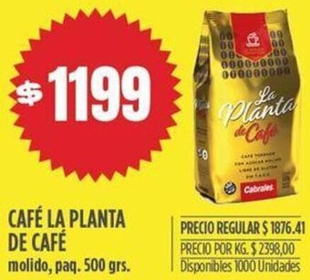 Supermercados Vea CAFÉ LA PLANTA DE CAFÉ molido, paq. 500 grs. oferta