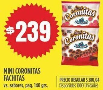 MINI CORONITAS FACHITAS vs. sabores, paq. 140 grs.