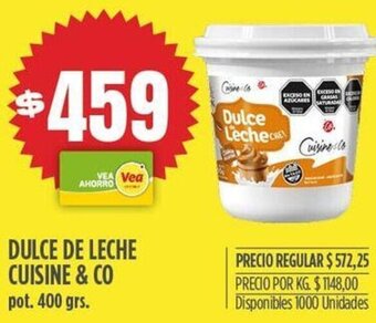 Supermercados Vea DULCE DE LECHE CUISINE & CO pot. 400 grs. oferta