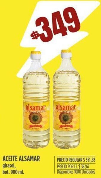 ACEITE ALSAMAR girasol, bot. 900 ml.