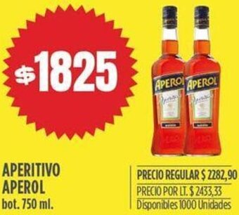 Supermercados Vea APERITIVO APEROL bot. 750 ml. oferta