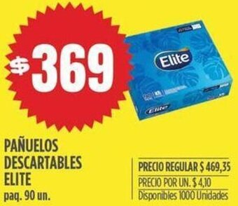 Supermercados Vea PAÑUELOS PRECIO REGULAR $ 649,00 DESCARTABLES ELITE paq. 90 un. oferta