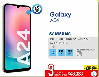 La Anonima SAMSUNG CELULAR LIBRE GALAXY A24 6/128 PLATA oferta