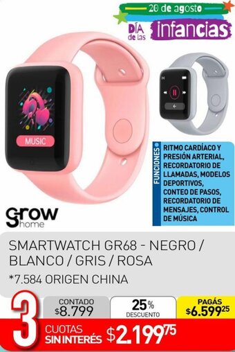La Anonima SMARTWATCH GR68 - NEGRO/ BLANCO/GRIS / ROSA *7.584 ORIGEN CHINA oferta