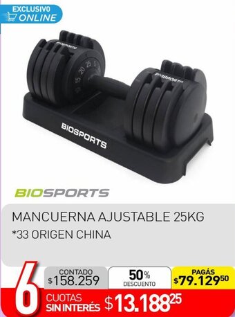 La Anonima BIOSPORTS MANCUERNA AJUSTABLE 25KG *33 ORIGEN CHINA oferta