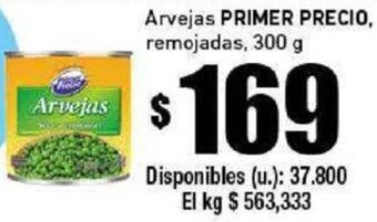 Arvejas PRIMER PRECIO, remojadas, 300 g