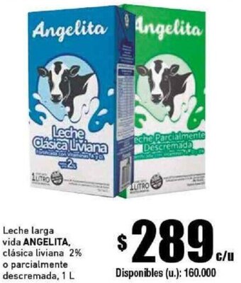 Cooperativa Obrera Leche larga vida ANGELITA, clásica liviana 2% o parcialmente descremada, 1 L oferta