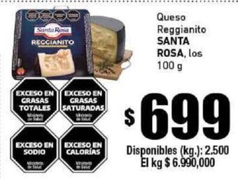Cooperativa Obrera Queso Reggianito SANTA ROSA, los 100 g oferta