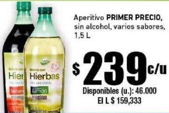 Cooperativa Obrera Aperitivo PRIMER PRECIO, sin alcohol, varios sabores, 1,5 L oferta