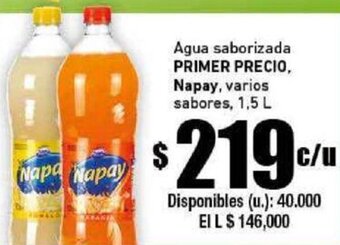 Cooperativa Obrera Agua saborizada PRIMER PRECIO, Napay, varios sabores, 1,5 L oferta