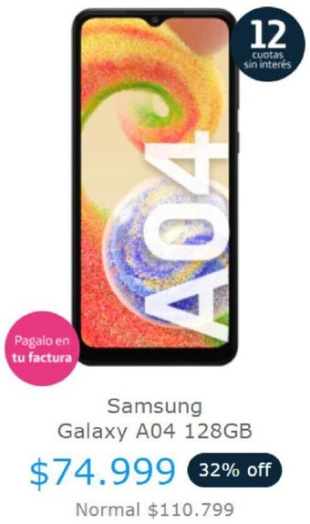 Movistar Samsung Galaxy A04 128GB oferta