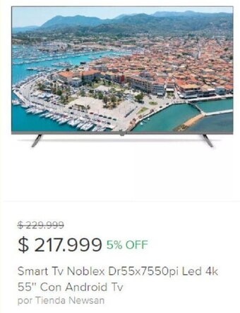 Mercado Libre Smart Tv Noblex Dr55x7550pi Led 4k 55" Con Android Tv oferta