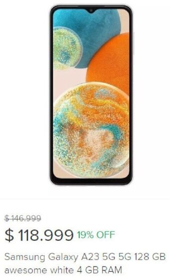 Mercado Libre Samsung Galaxy A23 5G 5G 128 GB awesome white 4 GB RAM oferta