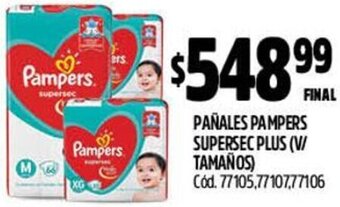 Supermercados Yaguar PAÑALES PAMPERS SUPERSEC PLUS (V/ TAMAÑOS) oferta