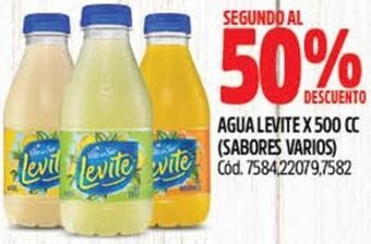 Supermercados Yaguar AGUA LEVITE X 500 CC (SABORES VARIOS) Cód. 7584,22079,7582 oferta