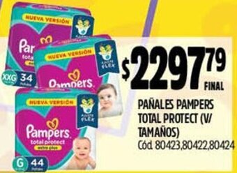 Supermercados Yaguar PAÑALES PAMPERS TOTAL PROTECT (V/ TAMAÑOS) Cód 80423,80422,80424 oferta