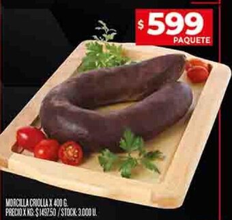 Supermercados DIA MORCILLA CRIOLLAX 400 G. oferta