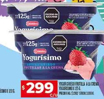 Supermercados DIA YOGUR GRIEGO FRUTILLA A LA CREMA YOGURISIMOX 125 G oferta