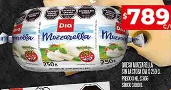 Supermercados DIA QUESO MUZZARELLA SIN LACTOSA DIA X 250 G. oferta
