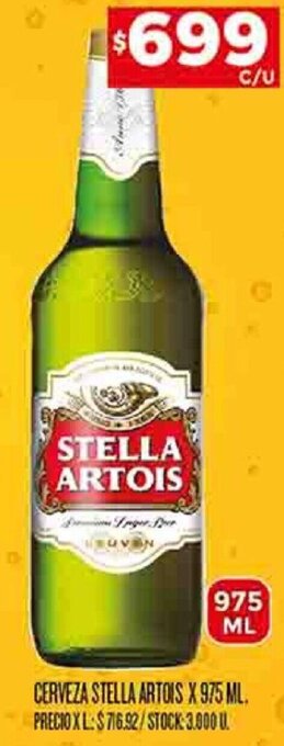 Supermercados DIA CERVEZA STELLA ARTOIS X 975 ML. oferta