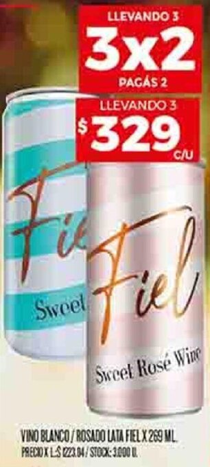 Supermercados DIA VINO BLANCO/ROSADO LATA FIEL X 269 ML oferta