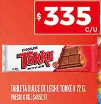Supermercados DIA TABLETA DULCE DE LECHE TOKKE X 72 G. oferta
