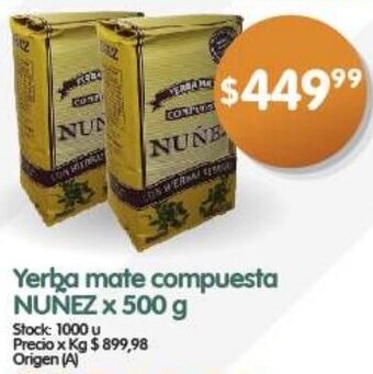 Supermercados Buenos Días Yerba mate compuesta NUÑEZ x 500 g oferta