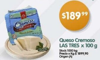 Supermercados Buenos Días Queso Cremoso LAS TRES X 100 g oferta