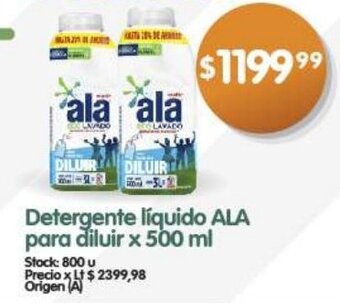 Supermercados Buenos Días Detergente líquido ALA para diluir x 500 ml oferta