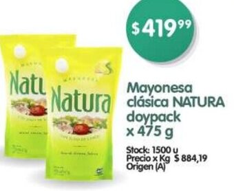 Supermercados Buenos Días Mayonesa clásica NATURA doypack x 475 g oferta