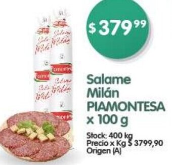 Supermercados Buenos Días Salame Milán PIAMONTESA x 100g oferta