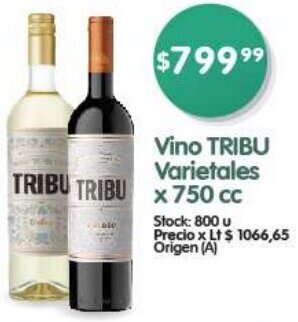 Supermercados Buenos Días Vino TRIBU Varietales x 750cc oferta