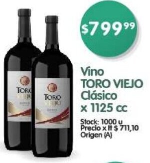 Supermercados Buenos Días Vino TORO VIEJO Clásico x 1125 cc oferta