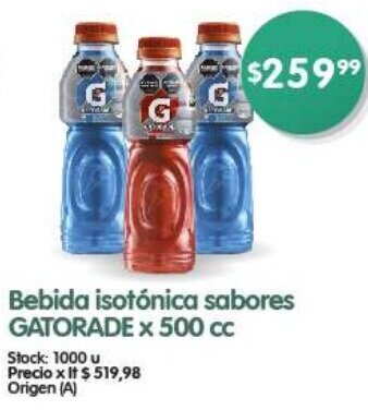 Supermercados Buenos Días Bebida isotónica sabores GATORADE x 500 cc oferta