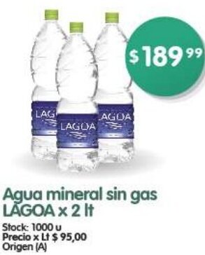 Supermercados Buenos Días Agua mineral sin gas LAGOA x 2 It oferta