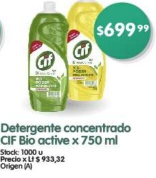 Supermercados Buenos Días Detergente concentrado CIF Bio active x 750 ml oferta