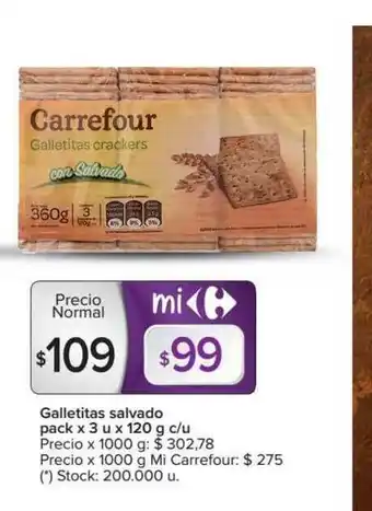 Carrefour Galletitas Salvado Pack X 3 U x 120g oferta