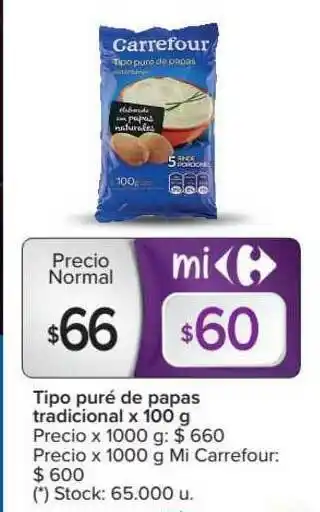Carrefour Tipo Puré De Papas Tradicional x 100g oferta