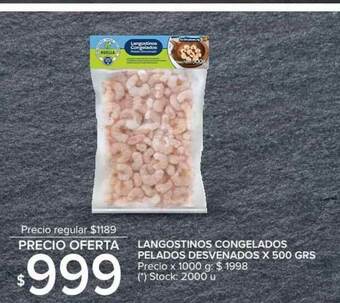 Carrefour Langostinos Congelados Pelados Desvenados x 500grs oferta