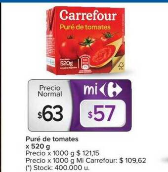 Carrefour Puré De Tomates x 520 g oferta
