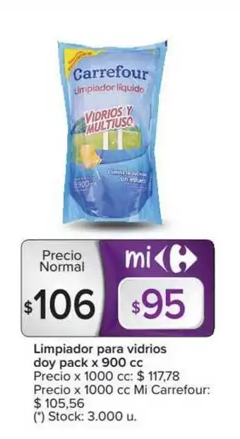 Carrefour Limpiador Para Vidrios Doy Pack x 900 cc oferta