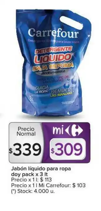 Carrefour Jabón Líquido Para Ropa Doy Pack x 3 lt oferta