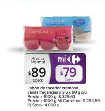 Carrefour Jabón De Tocador Cremoso Varias Fragancias oferta