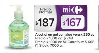 Carrefour Alcohol En Gel Con Aloe Vera x 250 cc oferta