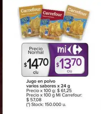 Carrefour Jugo En Polvo Varios Sabores x 24 g oferta