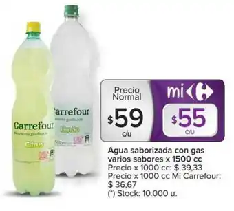 Carrefour Agua Saborizada Con Gas Varios Sabores x 1500 cc oferta